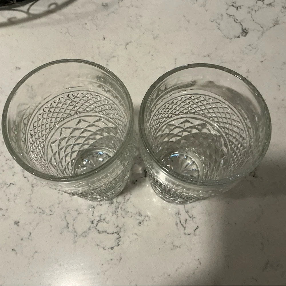 Vtg Anchor hocking Wexford clear glass flat tumbler criss cross ice water glass